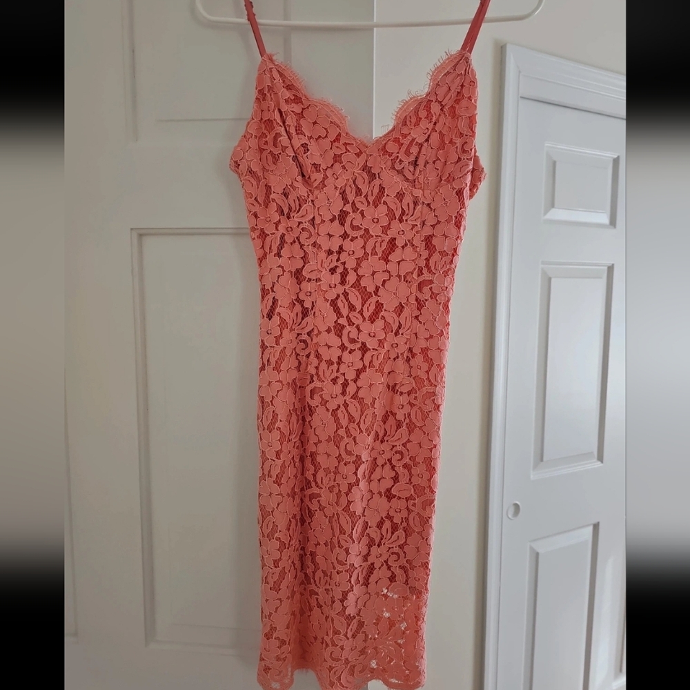 Elegant Coral Lace Dress